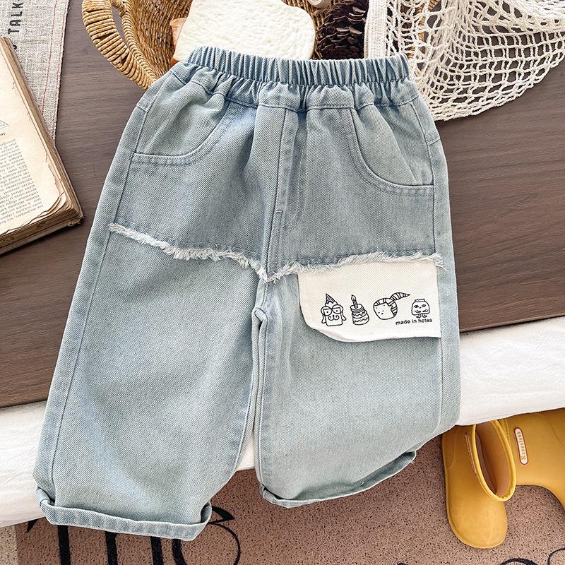 Kids Straight Leg Jeans Boys Girls Fashion Casual Denim Pants Spring Autumn Baby Long Trousers