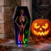 Colorful LED Halloween Light Dancing Skeleton in Casket, Up Musical Toy with Lights, Spooky Animated Decor, Party Haunted House Props Retro Ornament