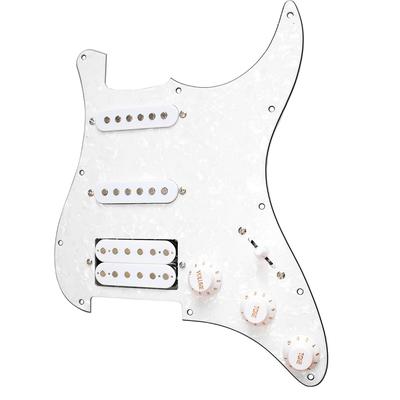 3 sluoksnių SSH pakrautas iš anksto prijungtas Pickguard Humbucker pikapų rinkinys Strat ST elektrinei gitarai White Pearl