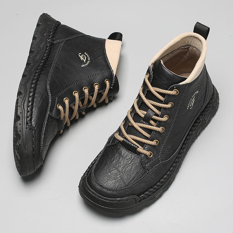 Ručně šité Kožené Pánské Boty Pohodlné Ležérní Kožené Boty Pánské Kotníkové Boty Mokasíny Pánské Pracovní Boty