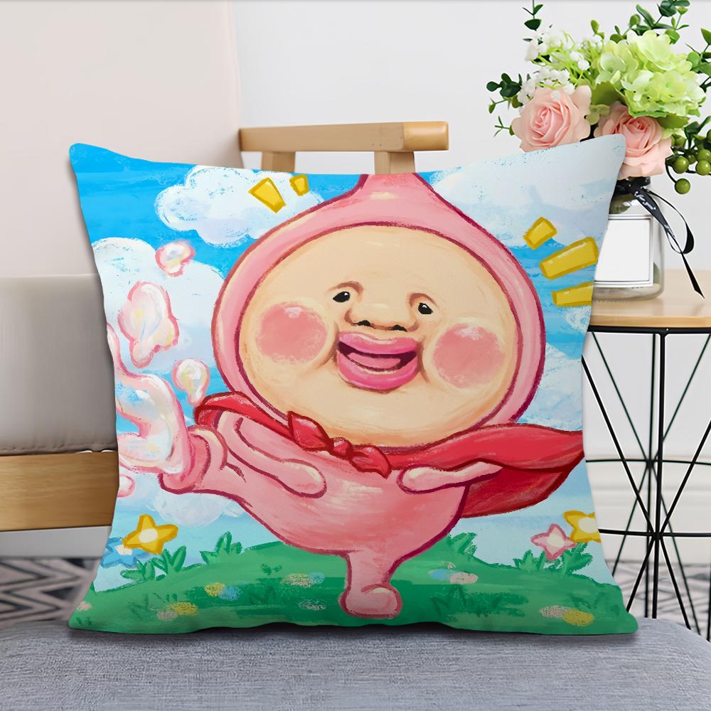 

soft k-Kobitos Comfortable japan Pillow Case for d-Dukan Sofa Living peach Room Home office Decor cartoon Protective Covers 30x30CM(12x12in)