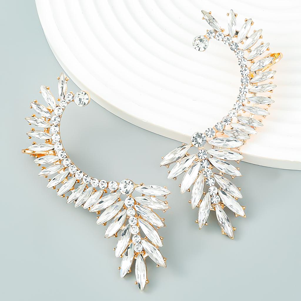 Fashion Lxuury Rhinestone Exaggerated Earrings Ear Clips For Women Girls Shiny Boutique Baroque Dangle Earrings Jewelry For Lady