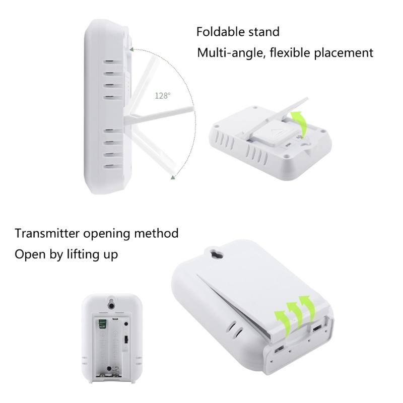 Compact Digital Temperature Humidity Monitor Wall Mountable Wireless Sensor With 24H Data Records And Low Battery Alerts