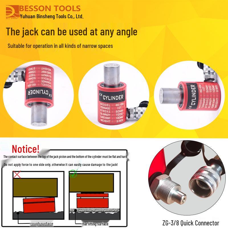 Ultra-thin Hydraulic Jack with Split Cylinder: Short, Long, or Extended Types – 10T, 20T, 30T, 50T, 100T, 200T