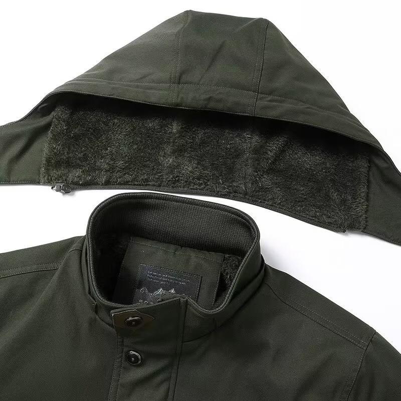 Brown 3D Pocket Casual Cotton Zipper Jacket - Thick, Warm, Loose Fit, Large Size