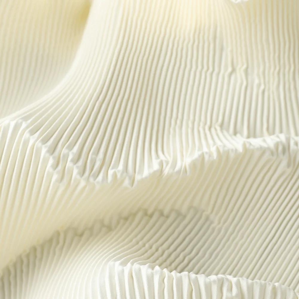 

150X100cm Pleated Fabric Wrinkled Texture Micro Elastic Crepe Fabric Accordion Fold Breathable Cloth Chiffon Fabric Skirt Making 150 x100cm бежевый