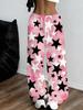 Women's star print wide leg pants with pockets, perfect for party wear, casual wear and sports events