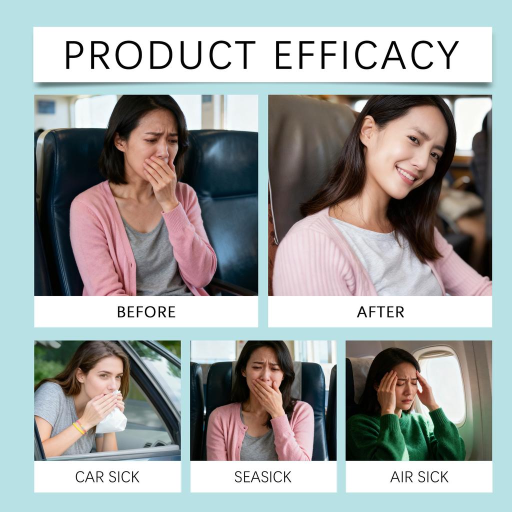 Motion Sickness Patch Natural Ingredients Non Drowsy Travel Relief Patch Easy to Apply Suitable for Car Boat Plane Use 10 Pieces