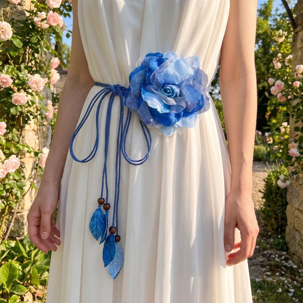 Ethnic Style Flower Waist Chain Vintage Bohemian Waistband Fashion Flower Belt Dress Accessories