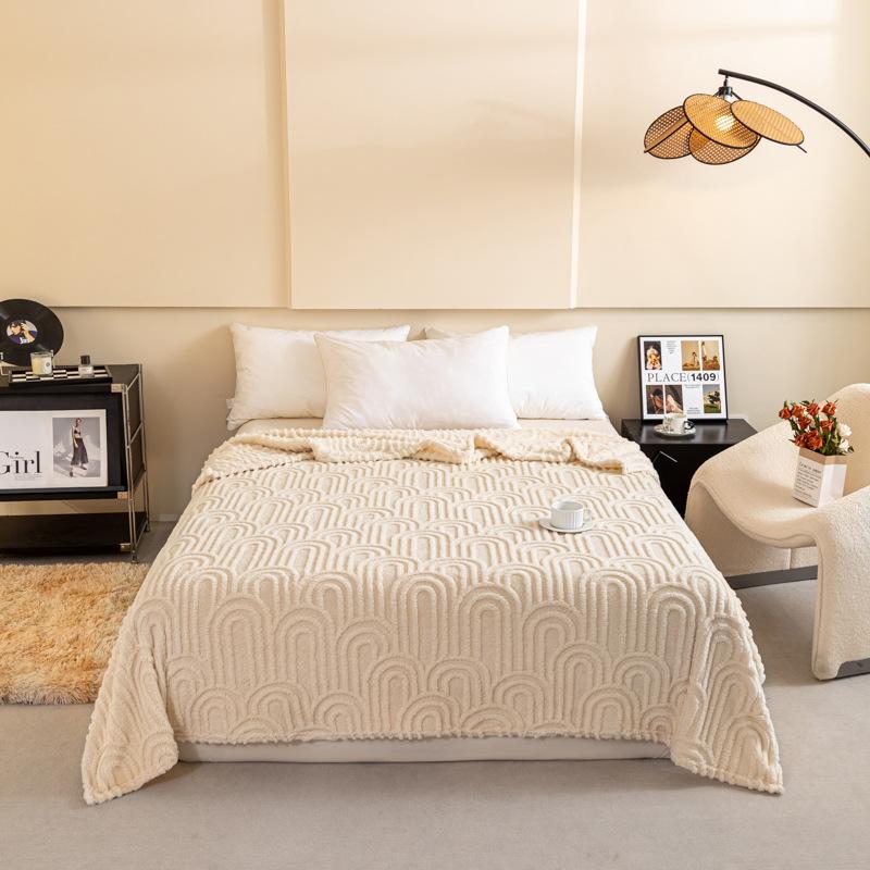 Solid Color Roman Column Double Sided Plush Jacquard Blanket Multifunctional Nap Blanket Air Conditioning Blanket Soft Cozy Throw Blanket