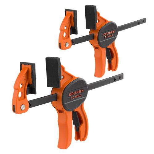JORGENSEN F-Type Clamps, Quick Bar Clamps, 100mm, Set of 2, Ratchet Type, Maximum Clamping Force: Approx. 22kg, Quick Release Bar, Non-Slip, Resin Pro