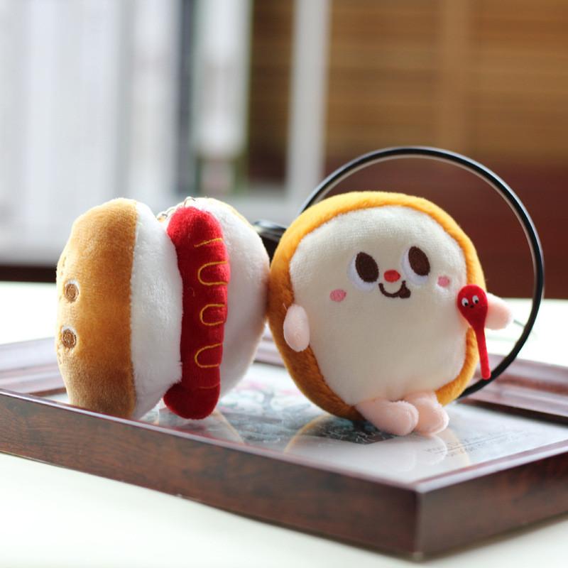Adorable Plush Hamburger Hot Dog Chicken Leg French Fries Keychain For Backpacks Creative Gift
