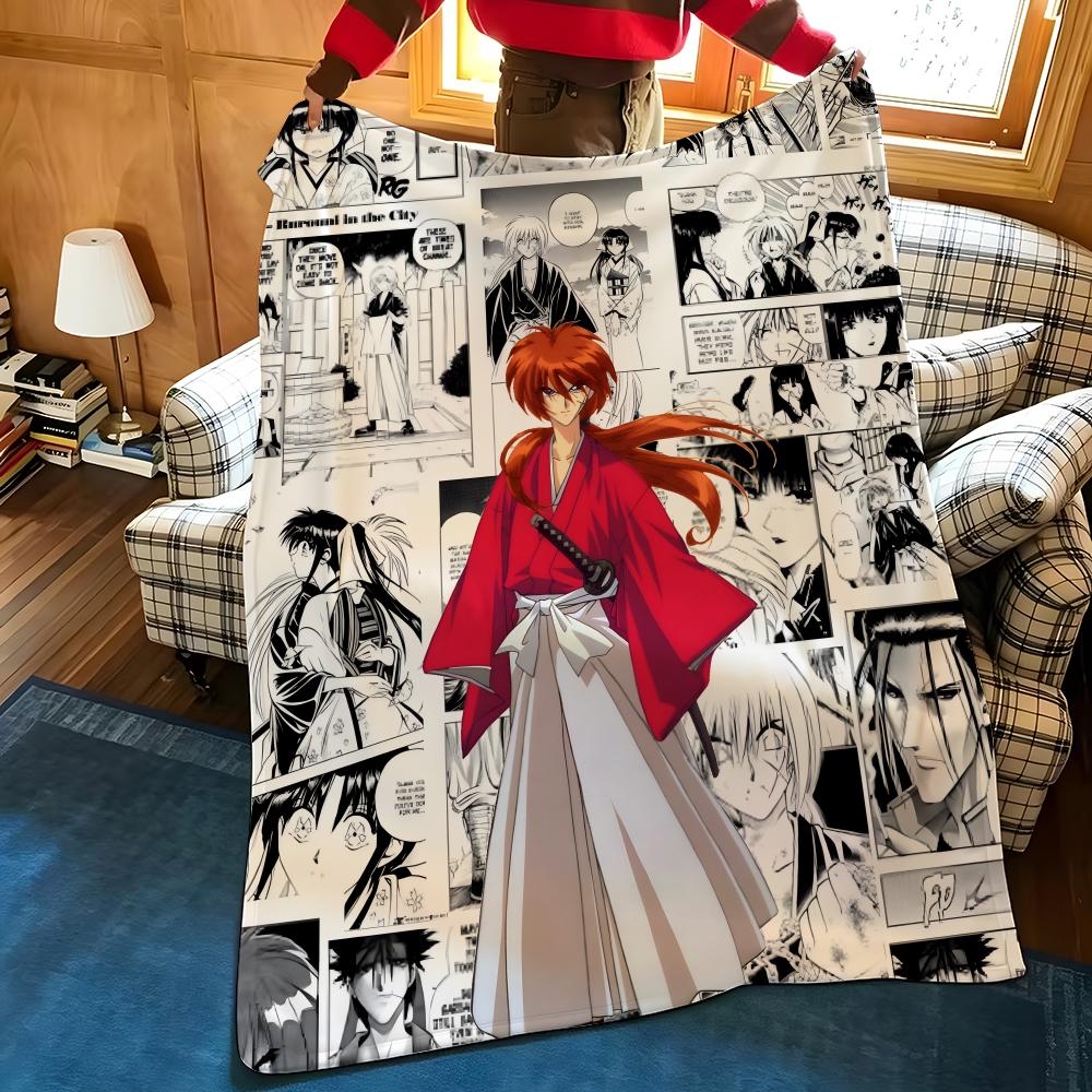 Anime R-Rurouni K-Kenshin Throw Flannel Cozy Print Blanket, Portable, Durable Machine Washable Cute Cool