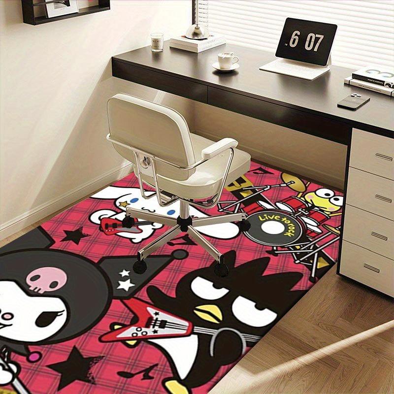 1pc Sanrio Kuromi Mermaid Printed Office Carpet Rectangle Rug Under The Table,Perfect Room Decor for Living Room, Bedroom, Kitchen, Non-slip Floor Mat