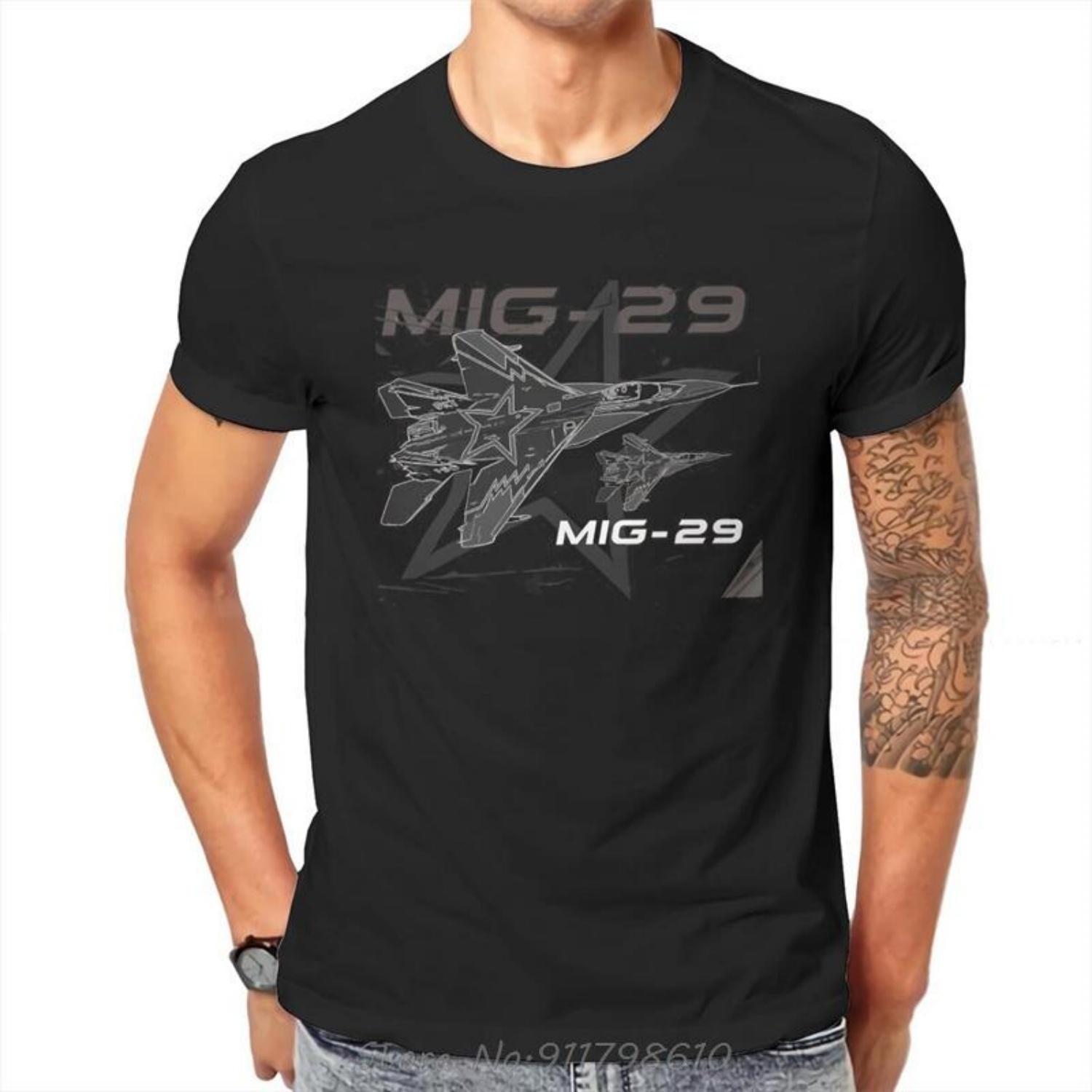 

MIG-29 Round Collar Russian USSR CCCP Fabric Classic T-Shirt Men Tops Fashion Oversized Cotton Tops Tees Fitness T Shirt S чёрный