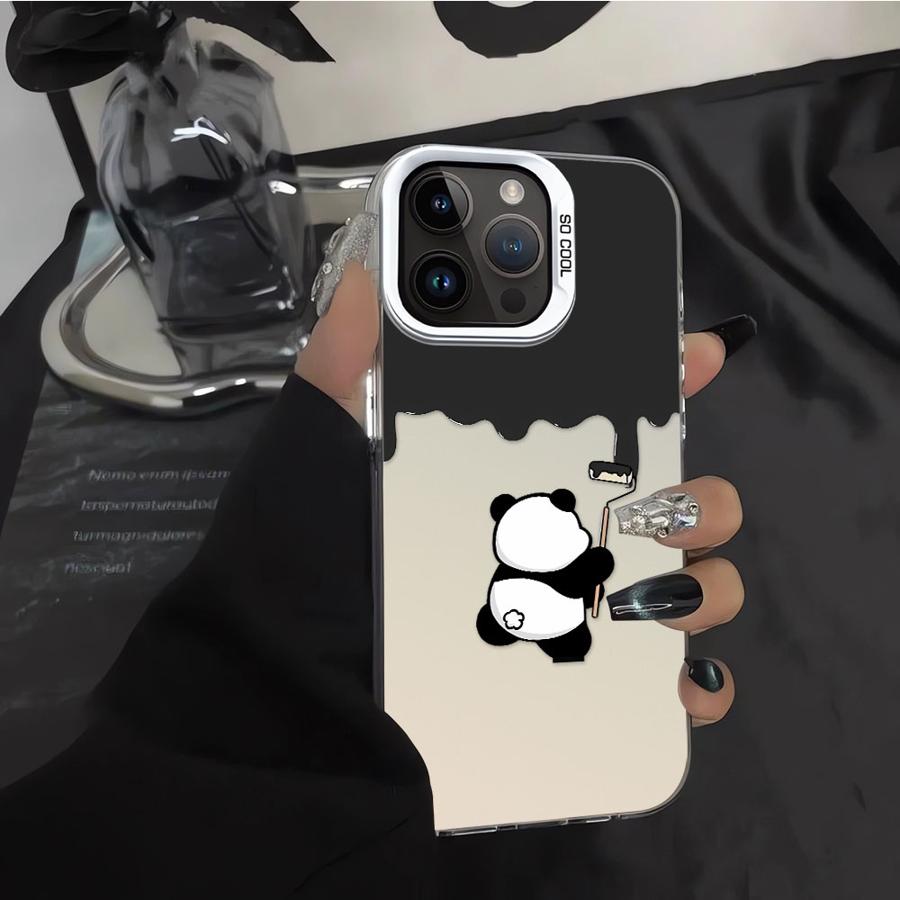 Soft Shell Phone Case for iPhone 14 15 16 Plus 11 12 13 Pro Max 16e Cute Cartoon Panda