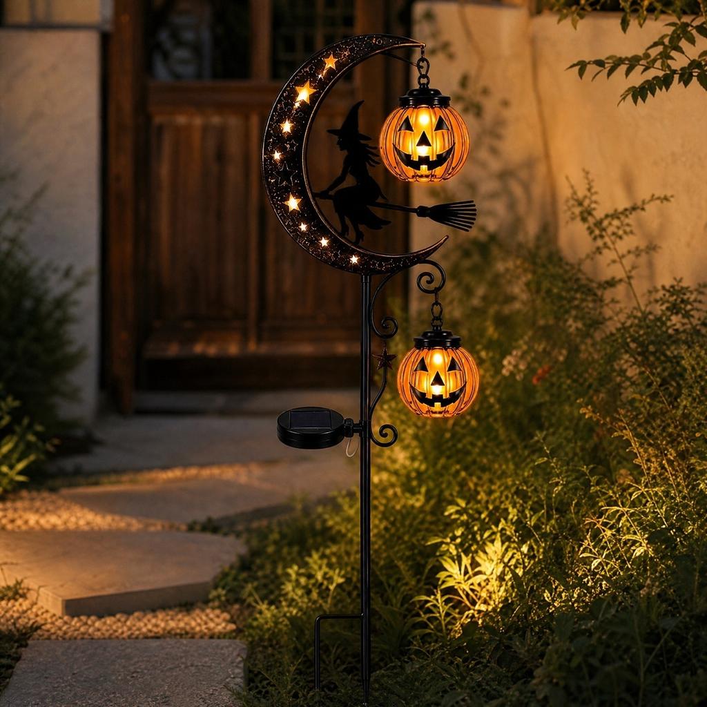 Halloween Pumpkin Moon Stake Light Outdoor Garden Decoration with LED