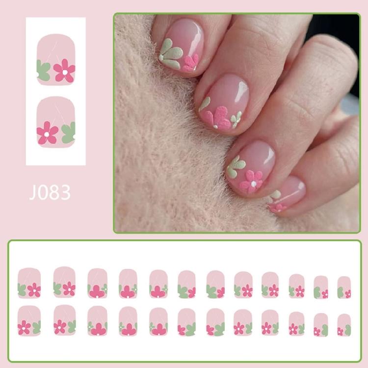 24 Stück Quadratische Falschnägel Aufdrücknägel Künstliche Nägel Falsche Nägel Aufklebenägel mit Blumendesigns Französische Nagelspitzen