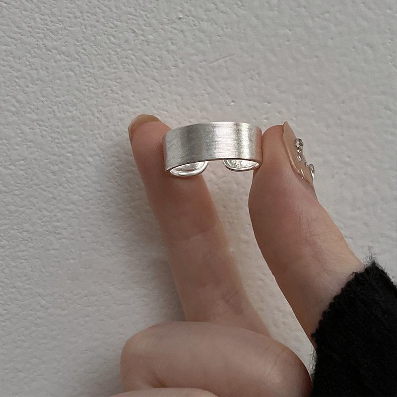 S925 Sterling Silver Simple Wide Surface Brushed Niche Design Trendy Ring Japanese and Korean Elegant Bracelet