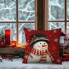 2Pcs Black Hat Snowman Scarf Christmas Throw Pillow Covers Snowflakes Cardinal Cushion Case Winter Home Party Decorations