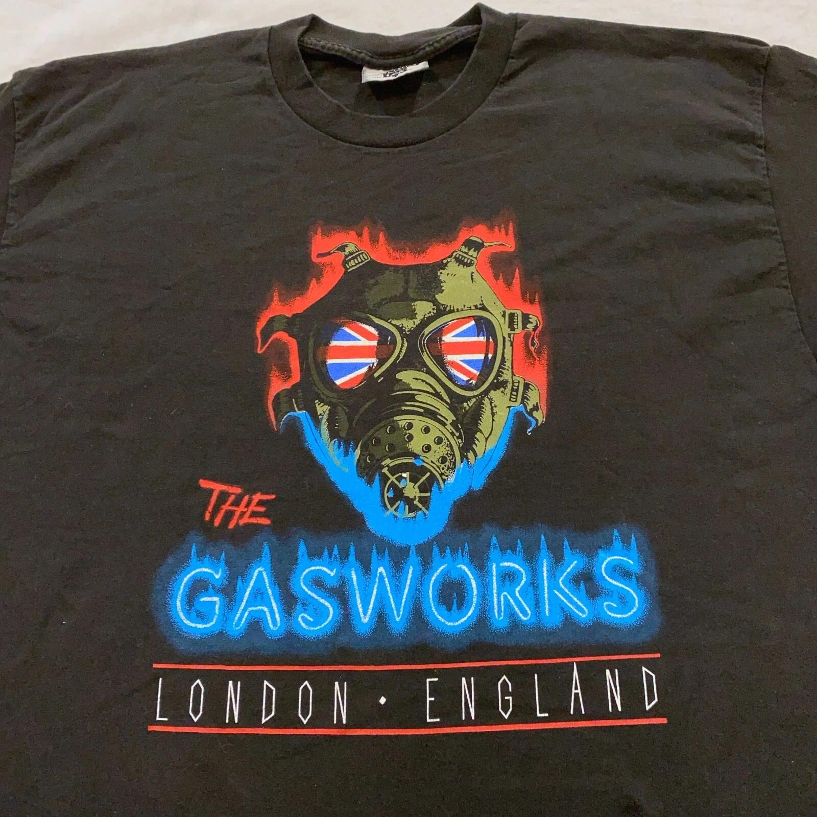 

vintage 90s THE GASWORKS LONDON ENGLAND T-Shirt XL club rock gas mask 3XL