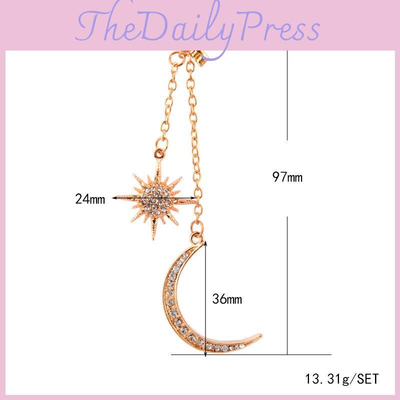 The Sun Fashion And The Moon Chain Long Earrings Rhinestone Exquisite Jewelry Valentines Day Gift