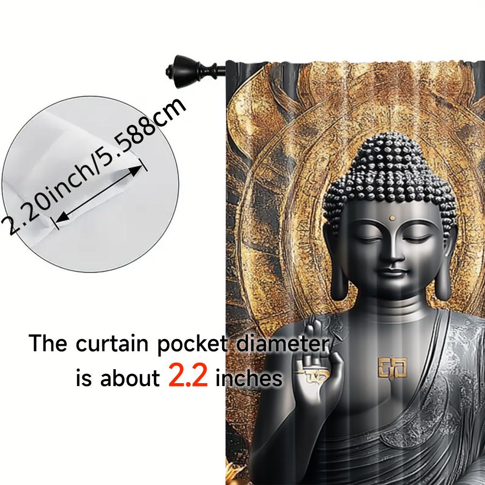 2pcs, 2D flat Window Treatment Curtains figure of the Buddha Blackout Polyester Birthday Party Use for Party Decor bedroom decor