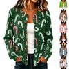 Women's Casual Christmas Print Long Sleeve Button-Up Knit Cardigan Sweater Coat for Holiday Wear