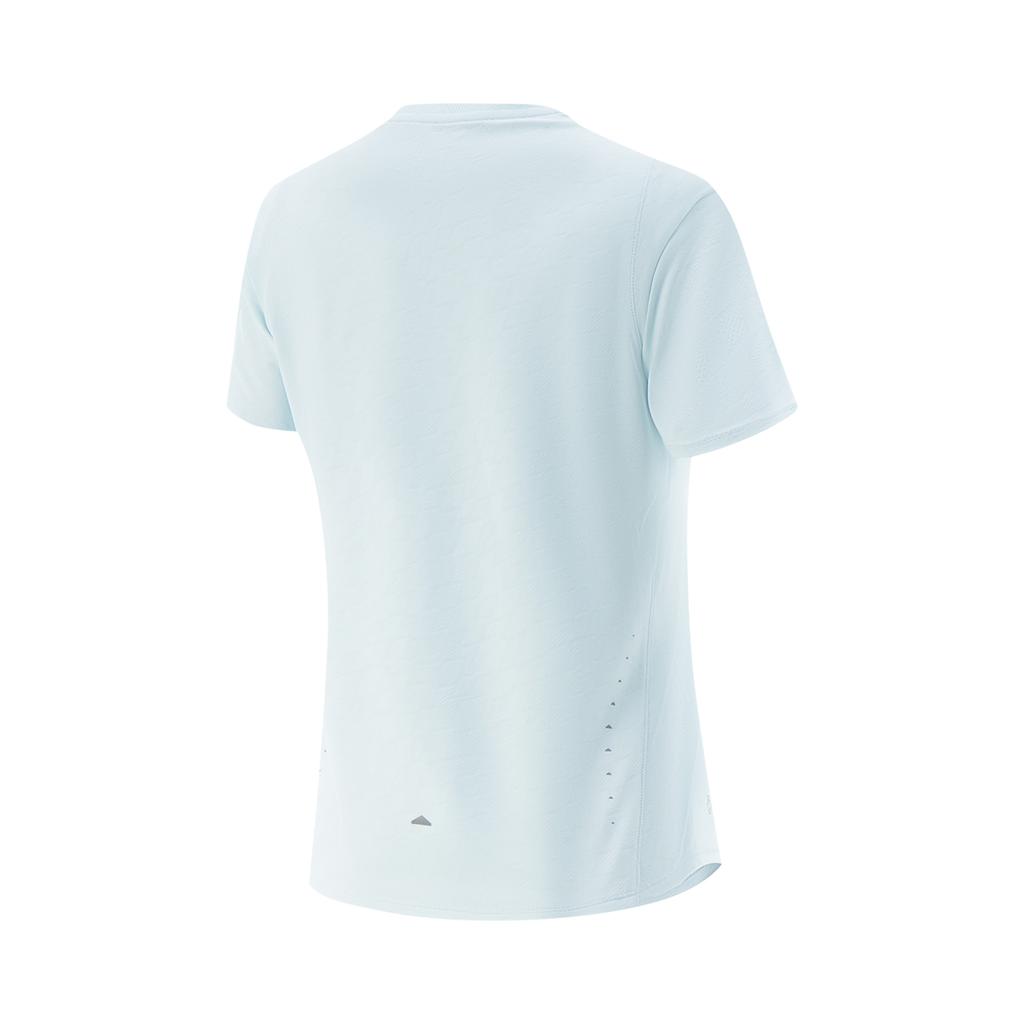 Li Ning Running Series Solid Color Round Neck Comfortable Breathable Versatile Short Sleeve T-Shirt Women Tops Cloud-Porcelain-Blue ATSV366-3