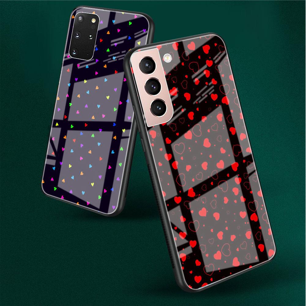 LIEBE Herz Glas Hülle Für Samsung Galaxy S22 S20 FE S21 Plus Handyhülle S10 5G S9 Note 20 Ultra 10 Lite Hülle