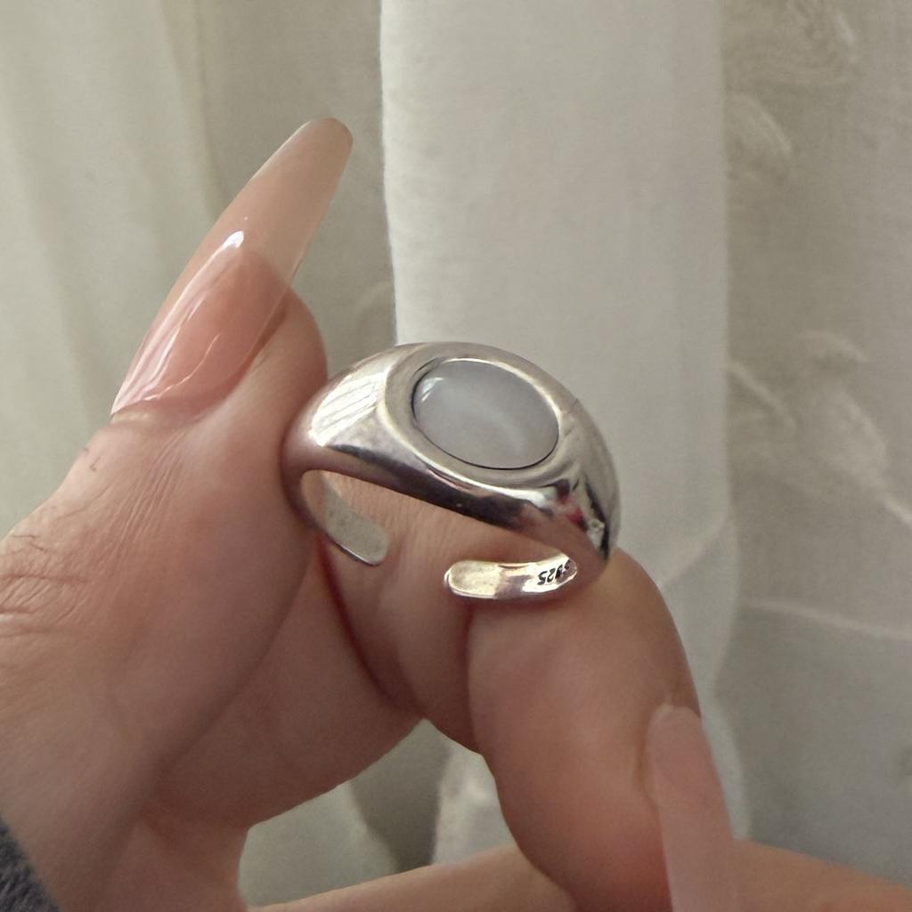 Xiaomi 925 Sterling Silver Rings for Women Couple Minimalist Handmade Simple White Stone Ring Fine Jewelry Gift Prevent Allergy