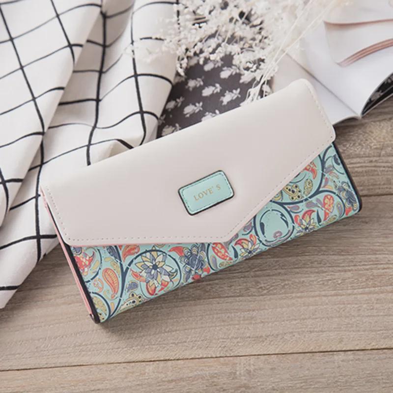 Women's Korean Floral Contrast Color Envelope Buckle Wallet