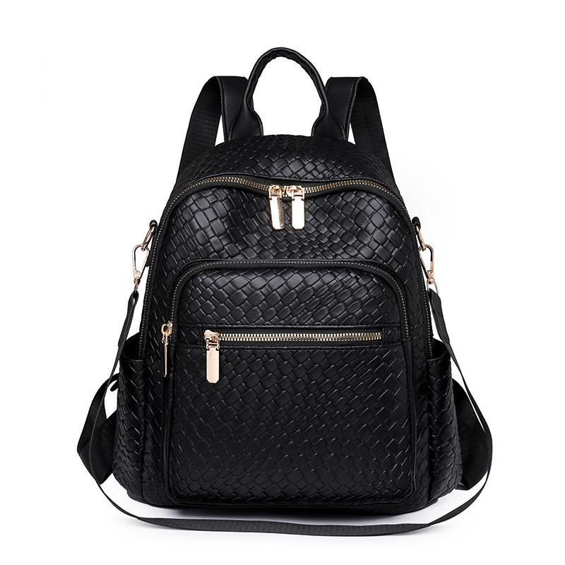 

IELGY женский модный универсальный рюкзак, плетёная дорожная сумка премиум-класса большой вместимости чёрный