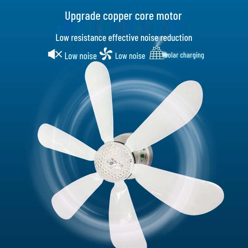 Faltbarer Solar-Deckenventilator mit Licht für Outdoor-Camping, Wohnheime, Bauernhöfe - Große Windkraftflügel