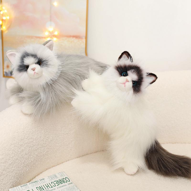 Păpușă pisică ragdoll simulată, jucărie de pluș, păpușă pisoi, ragdoll pentru copii, cadou de ziua de naștere