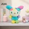 Creative Cartoon Key Ring Cute Fluffy Rabbit Keychain, Plush Card Holder Pendant with Aesthetic Bag Decoration Flower Embroidery, Kawaii Charm