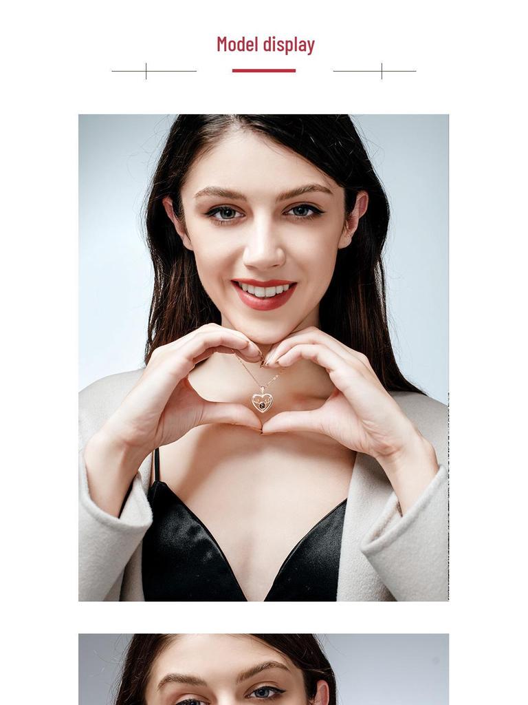 Yin Yi Hirsch Anhänger Halskette: "Ich liebe dich" in 100 Sprachen, Schlüsselbeinkette im koreanischen Stil, perfektes Weihnachtsgeschenk für Frauen und Studentinnen.