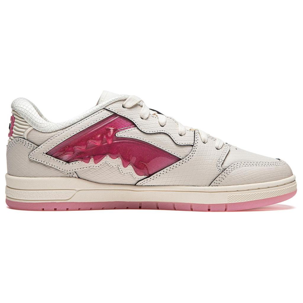 New LiNing Wave Pro Cushioning Wear-Resistant Low-Top Skateboard Shoes Unisex Ecru/Fifi Pink AECU043-4