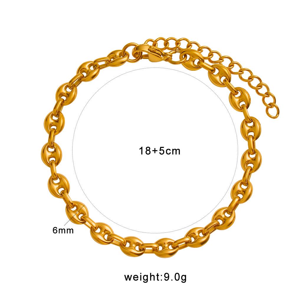 18K Coffee Bean Hip Hop Stainless Steel Necklace Bracelet