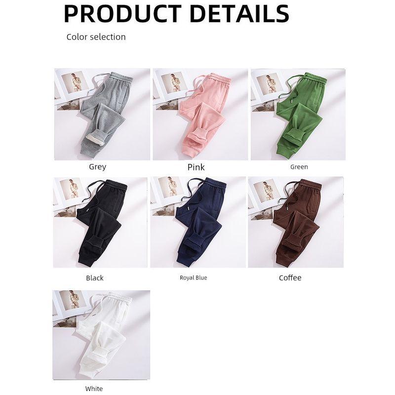 Royal Blue High Waist Winter Fleece-Lined Pure Cotton Sports Pants