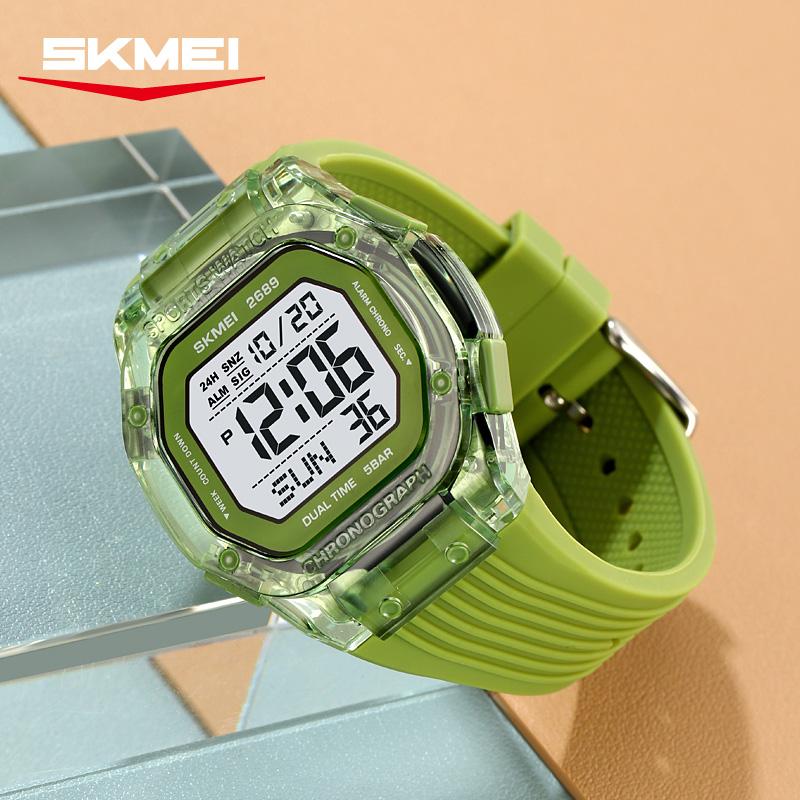 SKMEI 2689 Fashion Dynamic Student's Digital Watch Silicone Strap Waterproof Multifunction Sporty Student Electronic Watch Gift