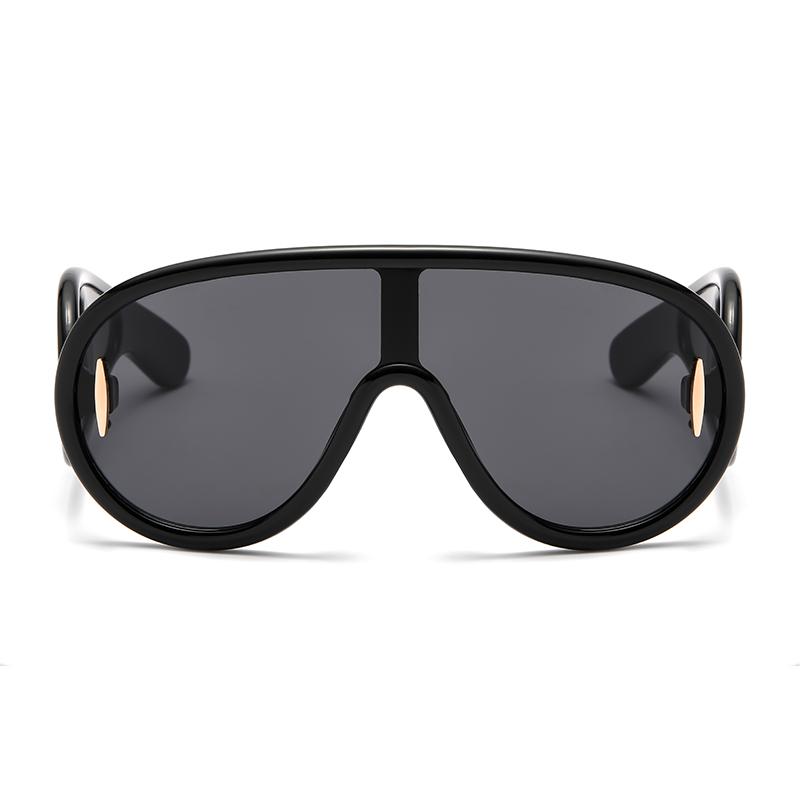 New Fashion One-Piece Large Frame Sunglasses Cyberpunk Style for Women Men Outdoor Travel UV Protection