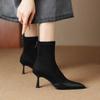 Krazing Pot Flock Autumn Winter Shoes Stiletto Thin High Heels Big Size 40 Modern Boots Pointed Toe Keep Warm Zip Ankle Boots