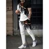 Simple Crown Casual Men's Thin Short-sleeved And Long Pants, Urban Street Casual Men's 2pieces Thin Long Pants Set