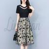 2026 Summer Plus Size Women's Mesh Embroidered Short-Sleeved Slimming Dress