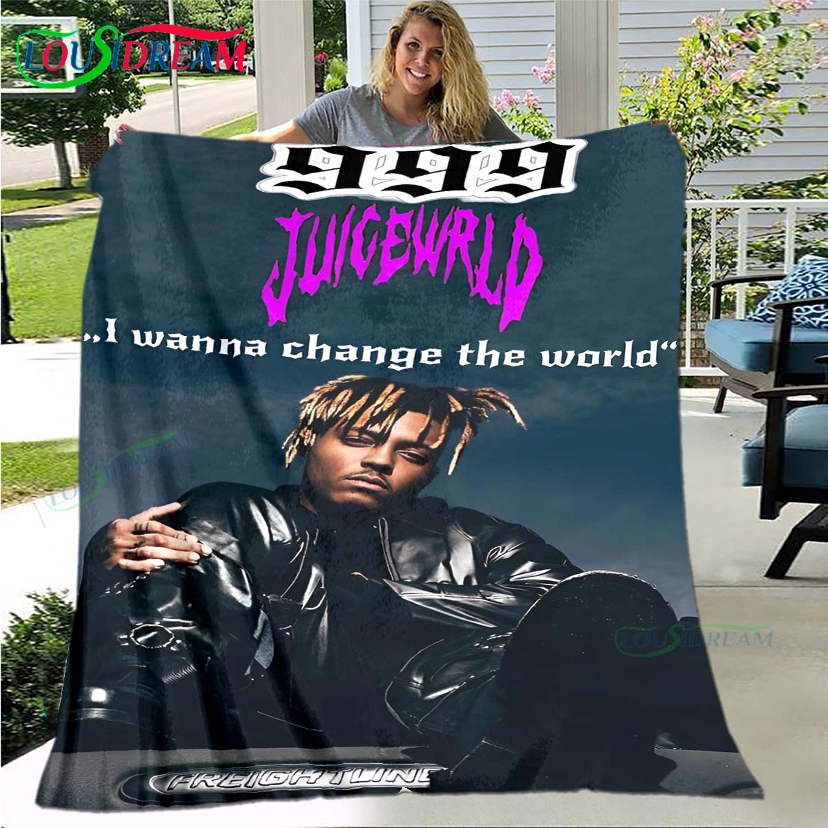 

3D Модная хип-хоп певец J-Juice WRLD Фланелевое одеяло для взрослых и детей Декоративное одеяло для дивана-кровати Портативное одеяло Подарок 100x150cm