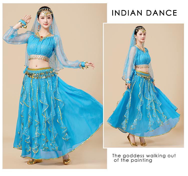 Huayu 2025 Indischer Bauchtanz Langarm Auftrittskostüm für Erwachsene