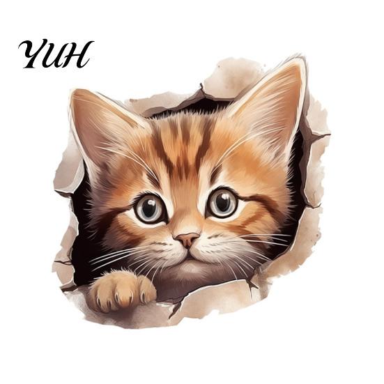 Animal Patterns Sticker Broken Wall Cat Toilet Sticker, Peel And Stick Decor Decals Decal, Removable Waterproof PVC Lid for Bathroom Easy Application