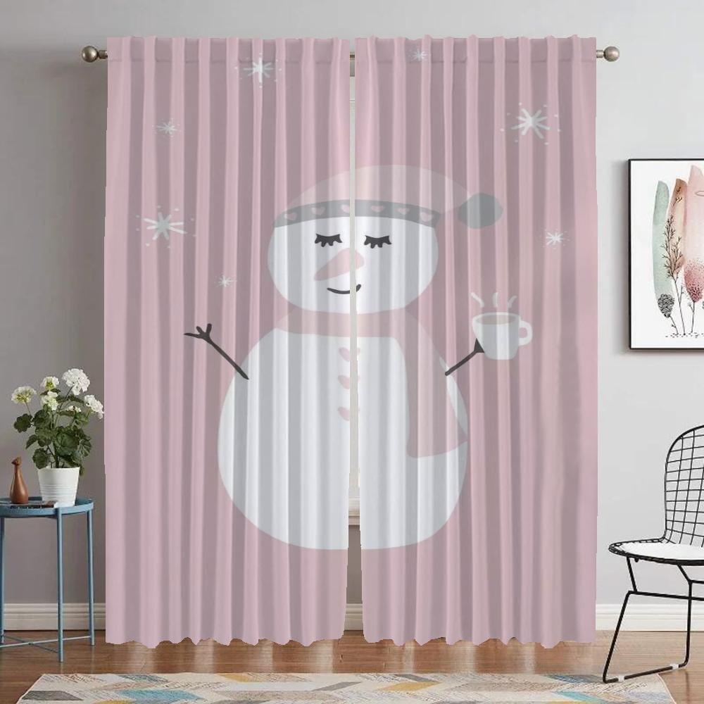 Christmas Curtains for Living Room Curtain for Room 2 Panel Shades Home Interior Curtains Halloween Decoration Partition Kitchen