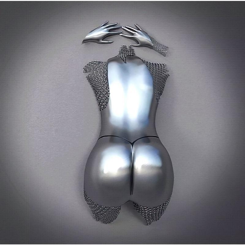 Zlatá kovová figúrka socha objíma umelecký plagát, bytová dekorácia s vysokým rozlíšením, maľba na sprej, bezrámové plátno, maľba na jadro